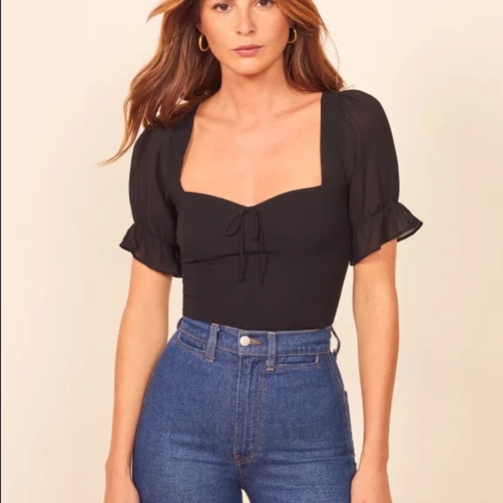 Reformation Delevan Top | Black, Size 4